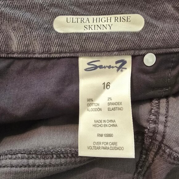 Seven7 Corduroy Ultra High Rise Skinny Jeans in Quite Shade Sz 16 - Picture 7 of 8